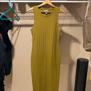 Nine West Sleeveless Olive Green Ribbed Dress